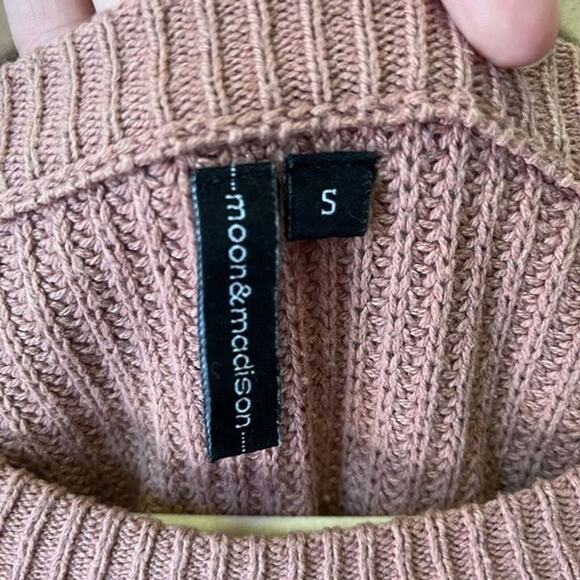 Moon & Madison Dusty Rose Knit Cropped Side Tie Sweater Size S - Picture 5 of 5